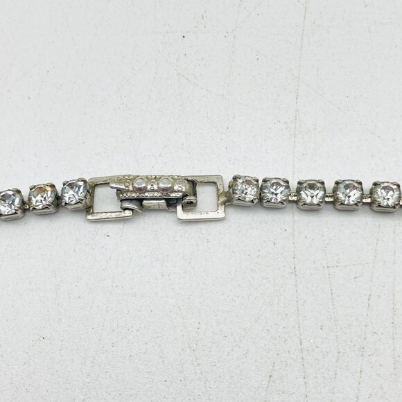D VERS NY Rhinestone Necklace Graduated Crystal Drop Silver Tone Bridal Evening - Picture 5 of 10
